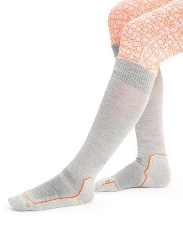 Dámské Ponožky Icebreaker Merino Ski+ Ultralight Over the Calf Bílé Šedé | CZ 1505LISH
